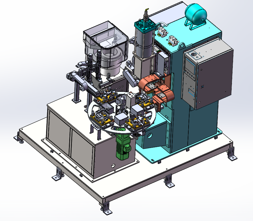 機(jī)器人視覺(jué)柔性氣囊支架凸焊多工位工作站案例